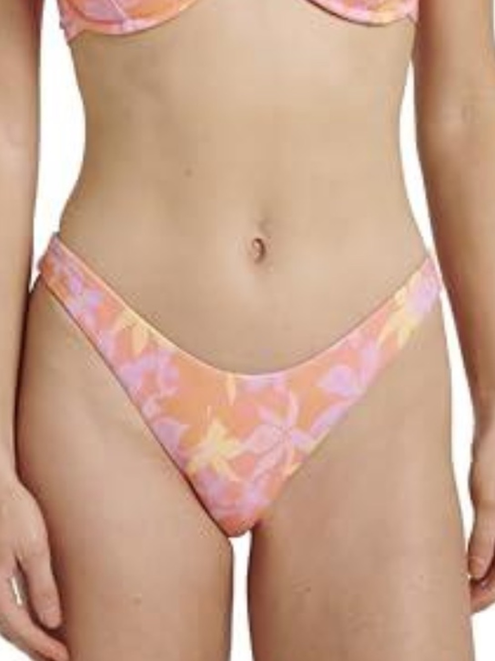 Quiksilver Pink and Orange Floral Bikini Bottom